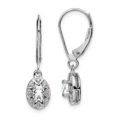 QBE10APR Sterling Silver Rhodium-plated Diam. & White Topaz Earrings