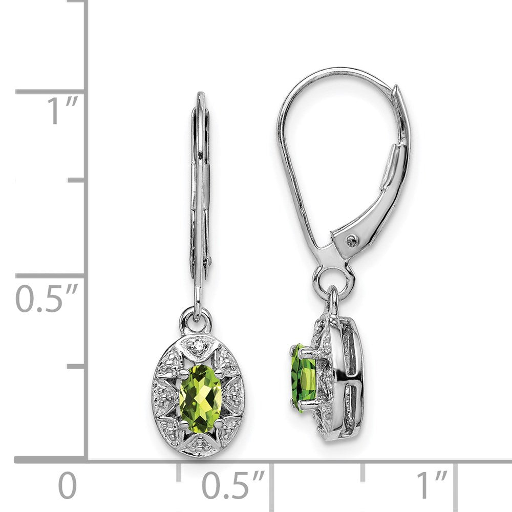 QBE10AUG Sterling Silver Rhodium-plated Diam. & Peridot Earrings