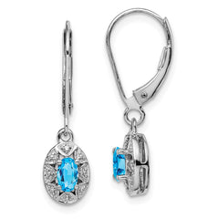 QBE10DEC Sterling Silver Rhodium-plated Diam. & Blue Topaz Earrings