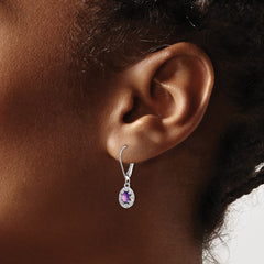 QBE10FEB Sterling Silver Rhodium-plated Diam. & Amethyst Earrings