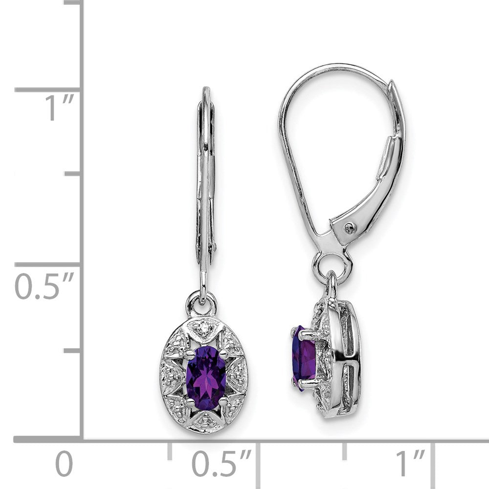 QBE10FEB Sterling Silver Rhodium-plated Diam. & Amethyst Earrings
