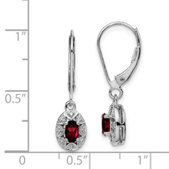 QBE10JAN Sterling Silver Rhodium-plated Diam. & Garnet Earrings