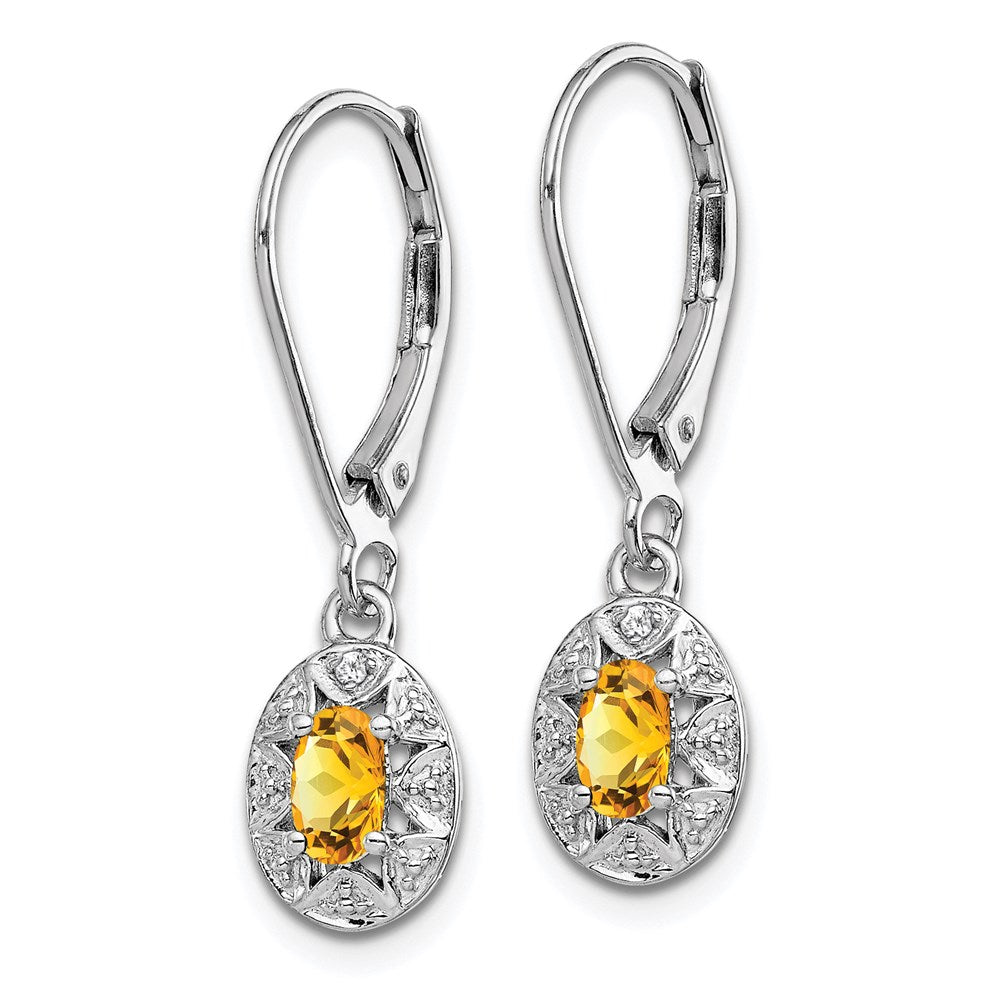 QBE10NOV Sterling Silver Rhodium-plated Diam. & Citrine Earrings