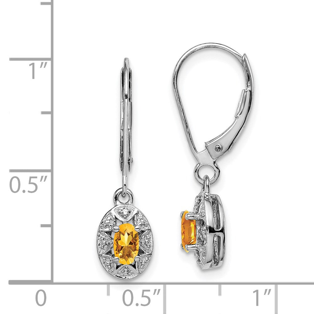 QBE10NOV Sterling Silver Rhodium-plated Diam. & Citrine Earrings
