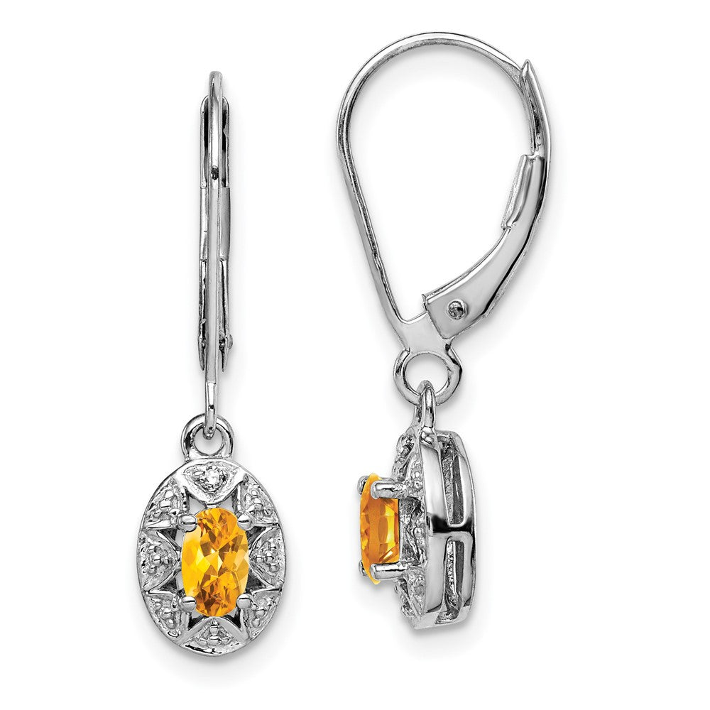 QBE10NOV Sterling Silver Rhodium-plated Diam. & Citrine Earrings