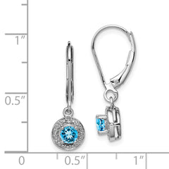 QBE11DEC Sterling Silver Rhodium-plated Diam. & Blue Topaz Earrings