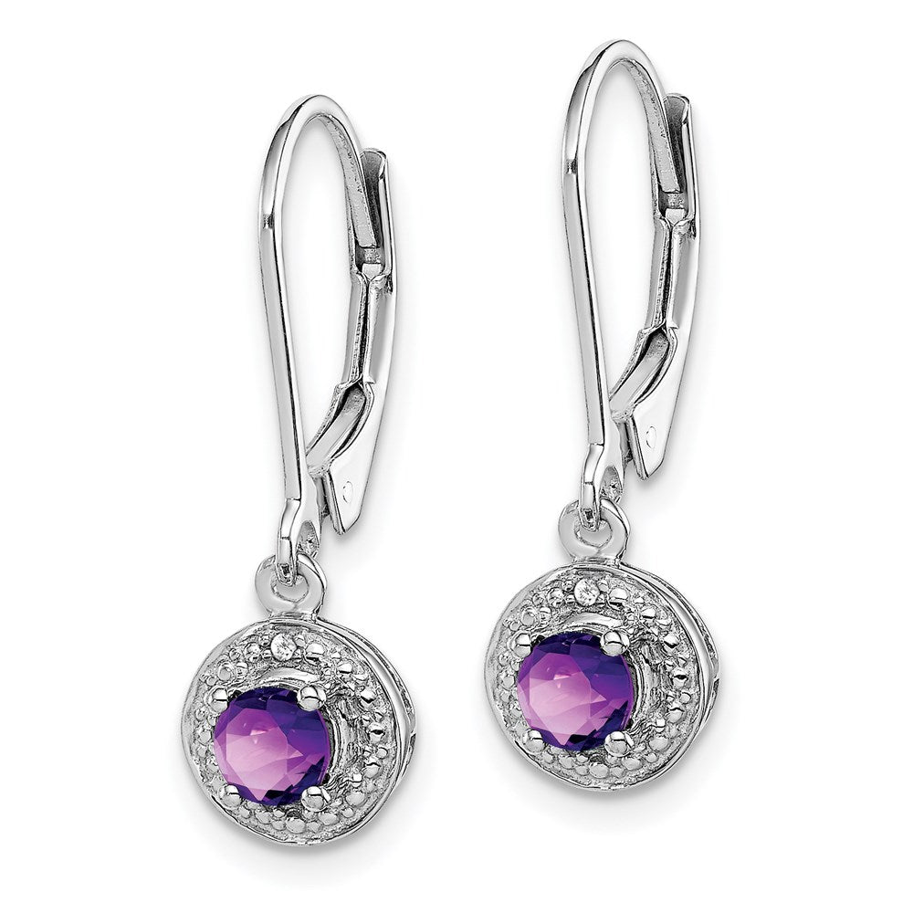 QBE11FEB Sterling Silver Rhodium-plated Diam. & Amethyst Earrings