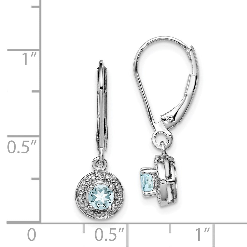 QBE11MAR Sterling Silver Rhodium-plated Diam. & Aquamarine Earrings