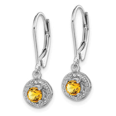 QBE11NOV Sterling Silver Rhodium-plated Diam. & Citrine Earrings
