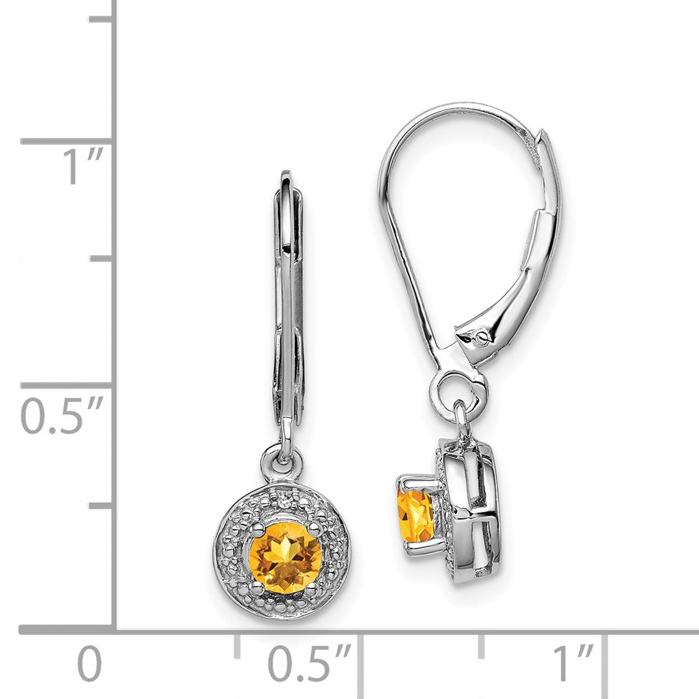 QBE11NOV Sterling Silver Rhodium-plated Diam. & Citrine Earrings