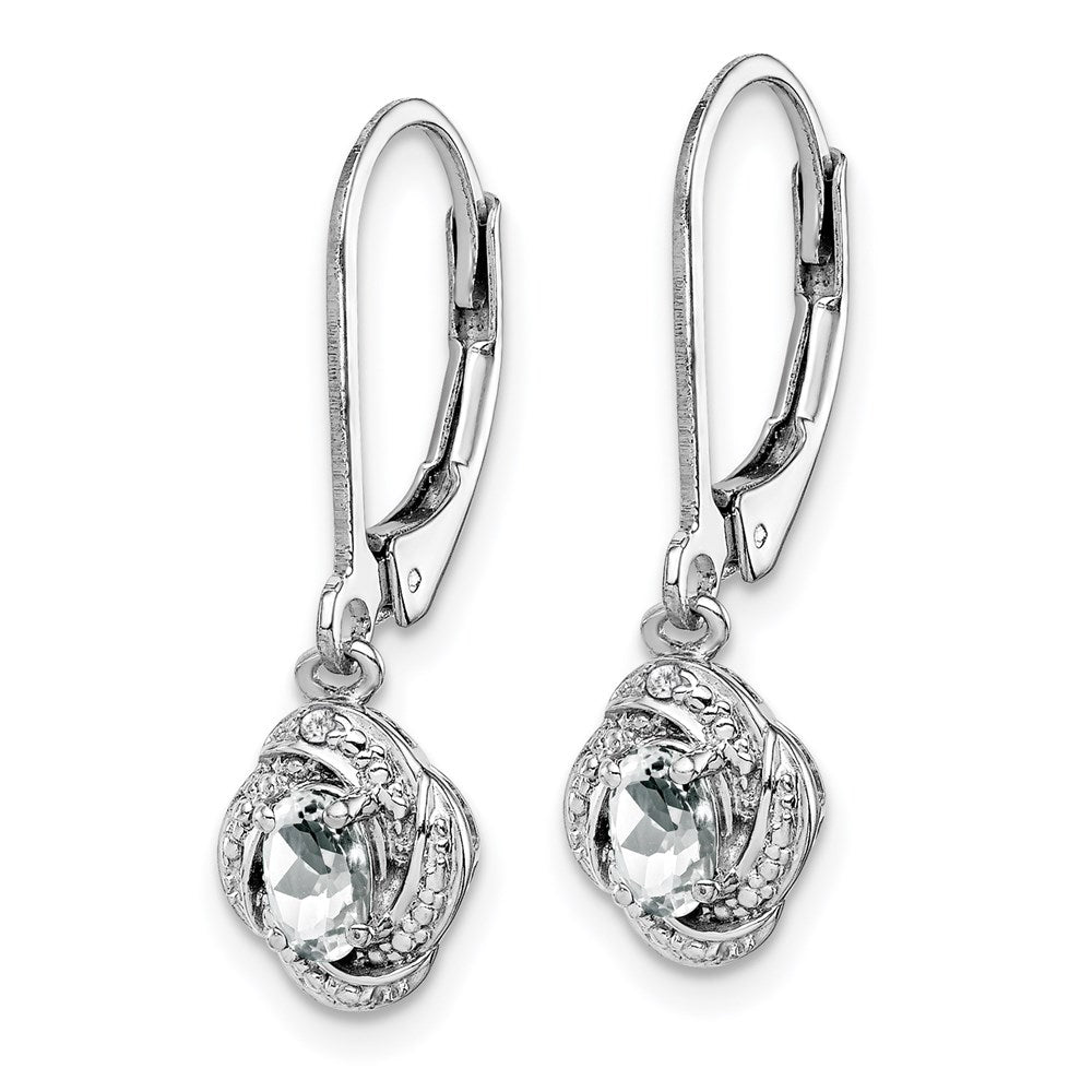 QBE12APR Sterling Silver Rhodium-plated Diam. & White Topaz Earrings