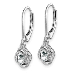 QBE12APR Sterling Silver Rhodium-plated Diam. & White Topaz Earrings