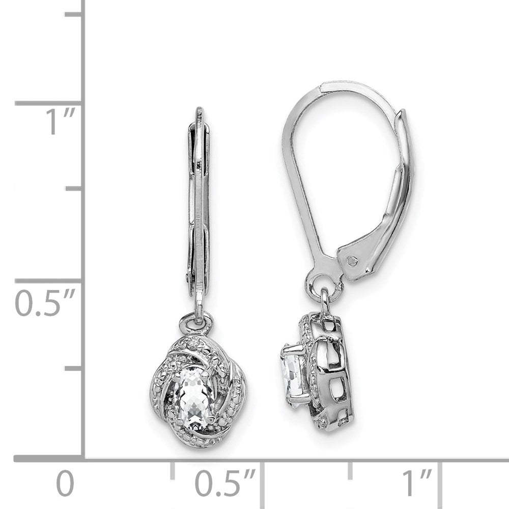 QBE12APR Sterling Silver Rhodium-plated Diam. & White Topaz Earrings