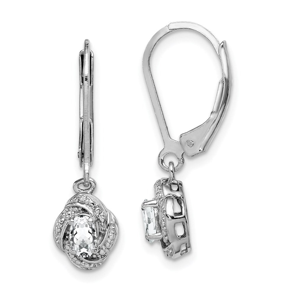 QBE12APR Sterling Silver Rhodium-plated Diam. & White Topaz Earrings