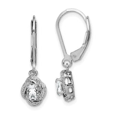 QBE12APR Sterling Silver Rhodium-plated Diam. & White Topaz Earrings