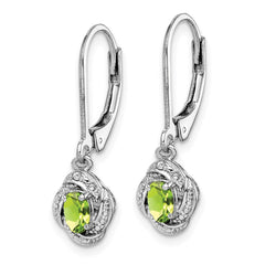 QBE12AUG Sterling Silver Rhodium-plated Diam. & Peridot Earrings