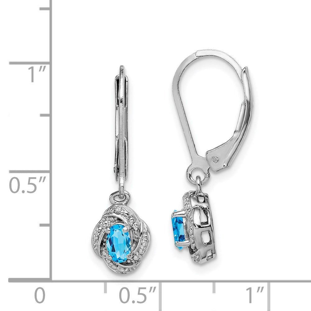 QBE12DEC Sterling Silver Rhodium-plated Diam. & Blue Topaz Earrings