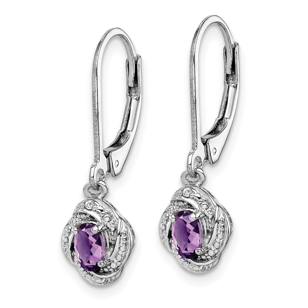 QBE12FEB Sterling Silver Rhodium-plated Diam. & Amethyst Earrings