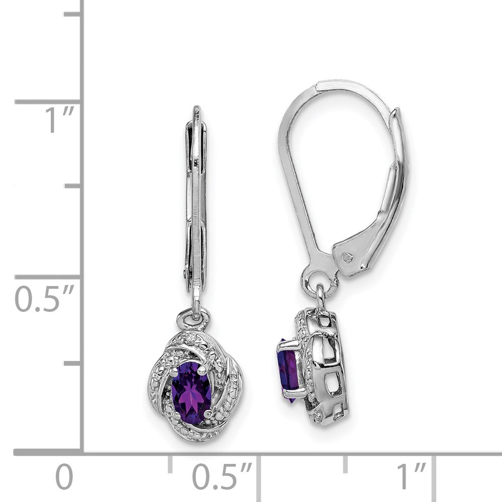QBE12FEB Sterling Silver Rhodium-plated Diam. & Amethyst Earrings