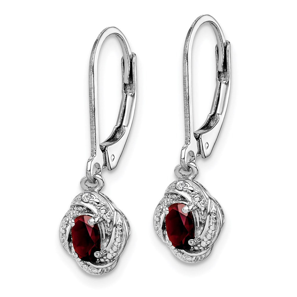 QBE12JAN Sterling Silver Rhodium-plated Diam. & Garnet Earrings