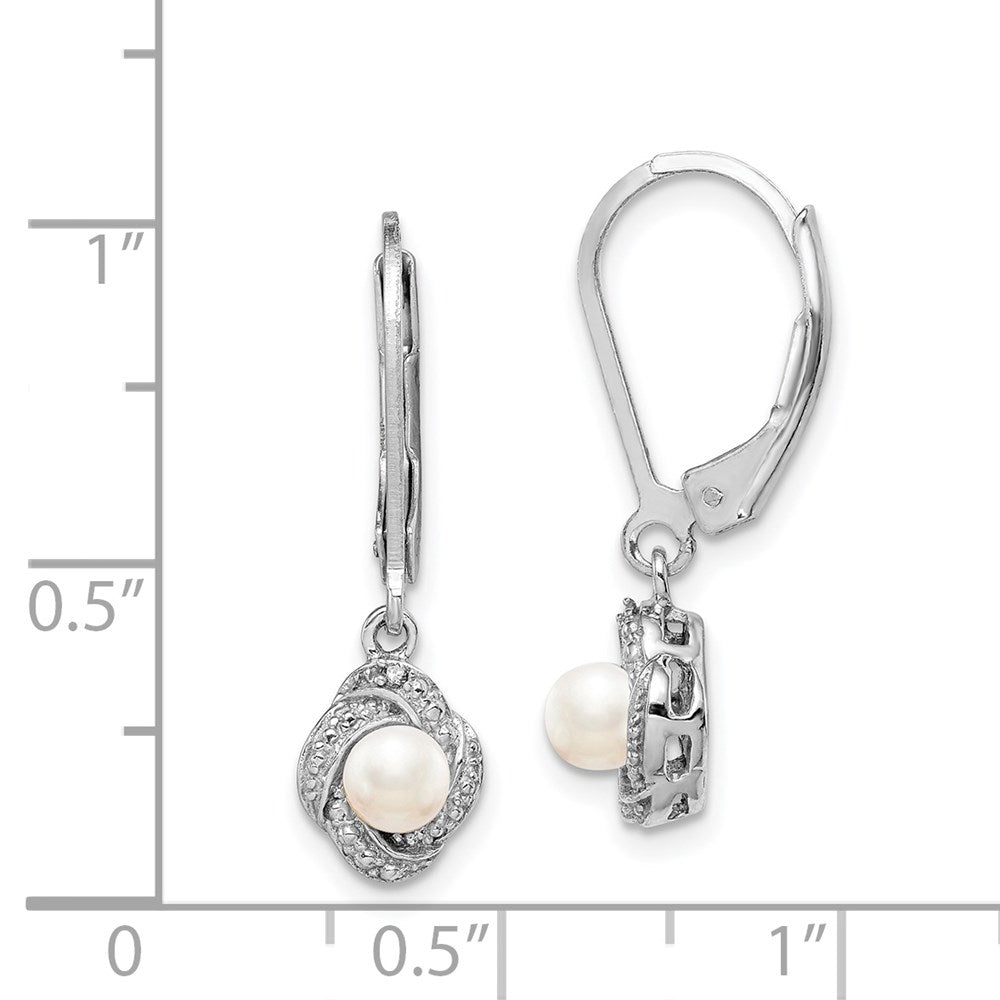 QBE12JUN Sterling Silver Rhodium-plated Diam. & FW Cultured Pearl Earrings