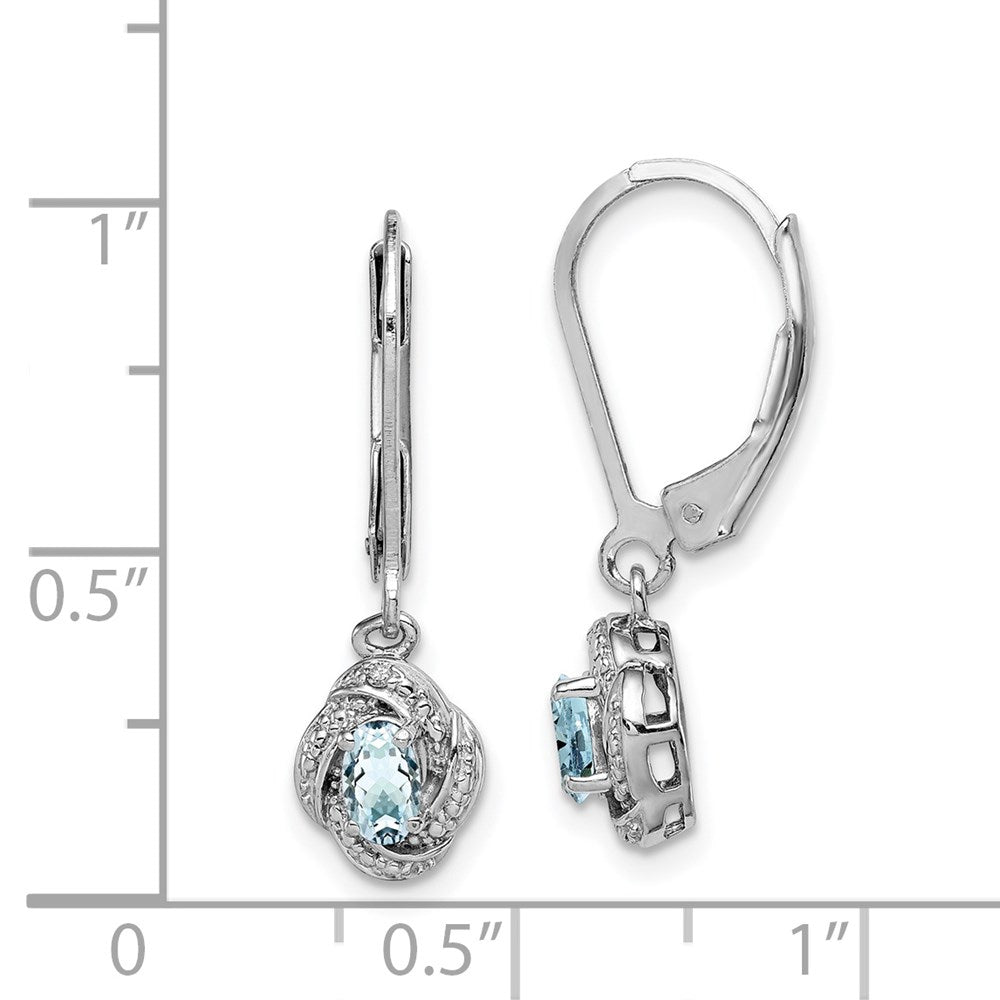 QBE12MAR Sterling Silver Rhodium-plated Diam. & Aquamarine Earrings