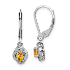 QBE12NOV Sterling Silver Rhodium-plated Diam. & Citrine Earrings