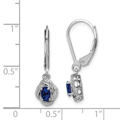 QBE12SEP Sterling Silver Rhodium-plated Diam. & Created Sapphire Earrings