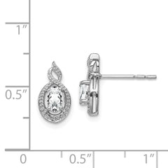 QBE18APR Sterling Silver Rhodium-plated White Topaz & Diam. Earrings