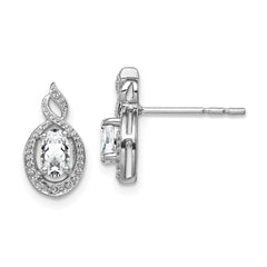 QBE18APR Sterling Silver Rhodium-plated White Topaz & Diam. Earrings