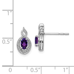 QBE18FEB Sterling Silver Rhodium-plated Amethyst & Diam. Earrings