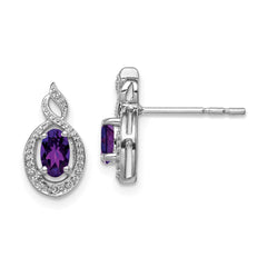 QBE18FEB Sterling Silver Rhodium-plated Amethyst & Diam. Earrings