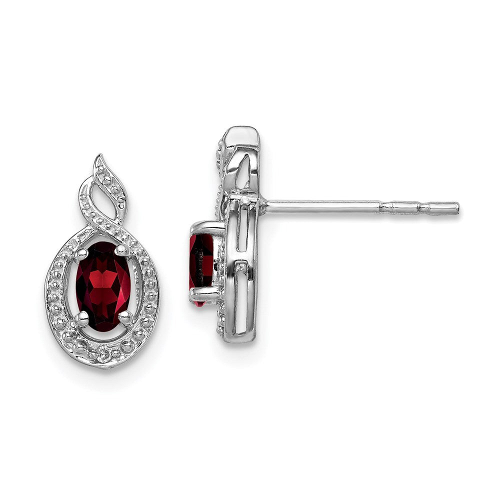 QBE18JAN Sterling Silver Rhodium-plated Garnet & Diam. Earrings