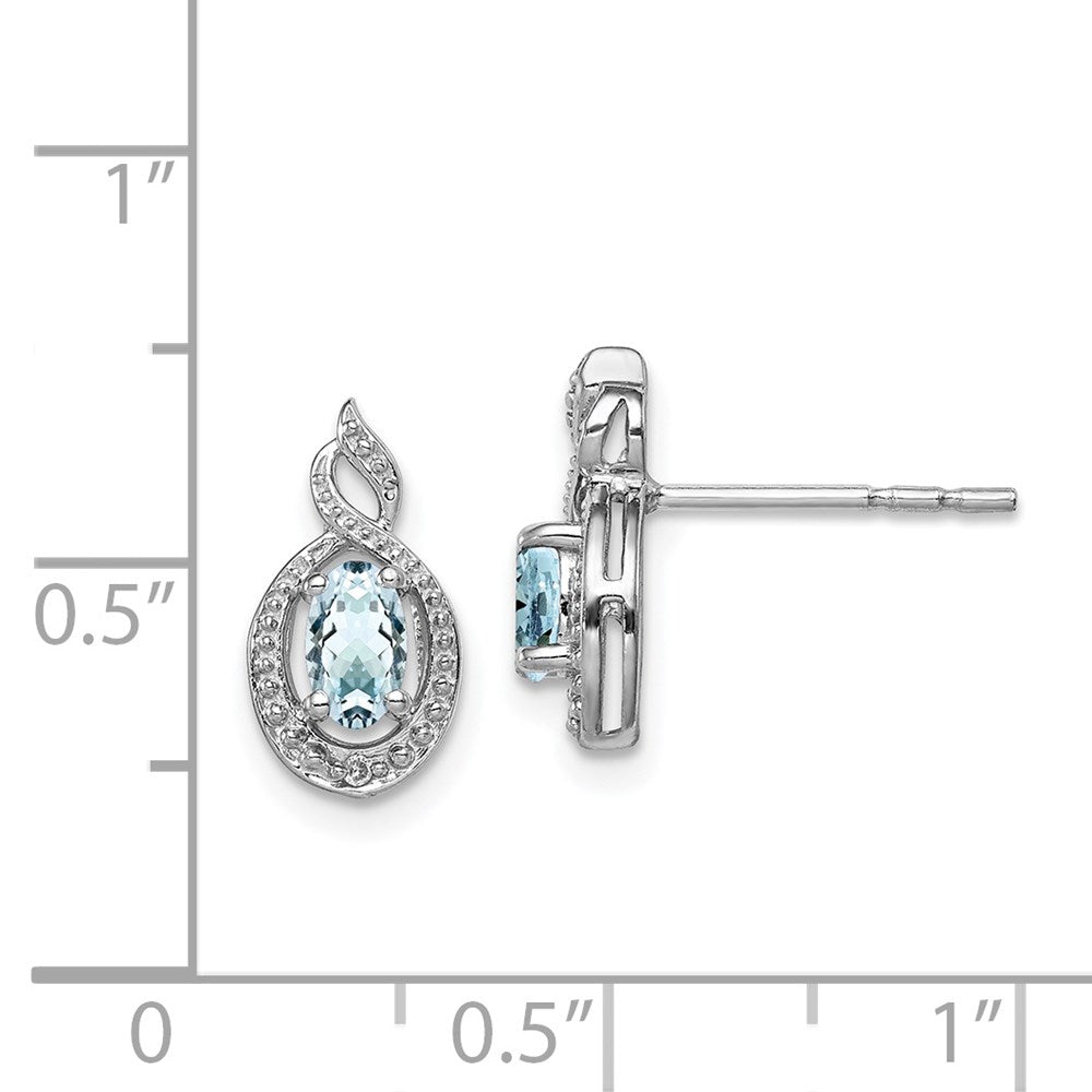 QBE18MAR Sterling Silver Rhodium-plated Aquamarine & Diam. Earrings