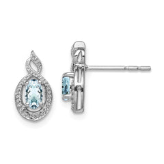 QBE18MAR Sterling Silver Rhodium-plated Aquamarine & Diam. Earrings