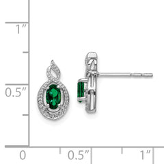 QBE18MAY Sterling Silver Rhodium-plated Created Emerald & Diam. Earrings