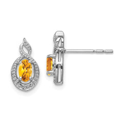QBE18NOV Sterling Silver Rhodium-plated Citrine & Diam. Earrings