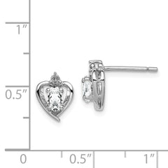 QBE19APR Sterling Silver Rhodium-plated White Topaz & Diam. Earrings