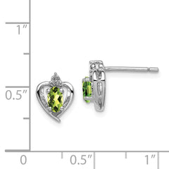 QBE19AUG Sterling Silver Rhodium-plated Peridot & Diam. Earrings