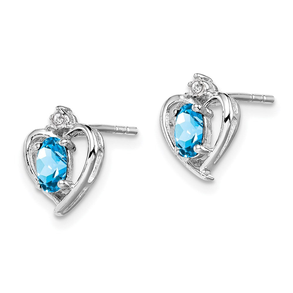 QBE19DEC Sterling Silver Rhodium-plated Light Swiss Blue Topaz & Diam. Earrings