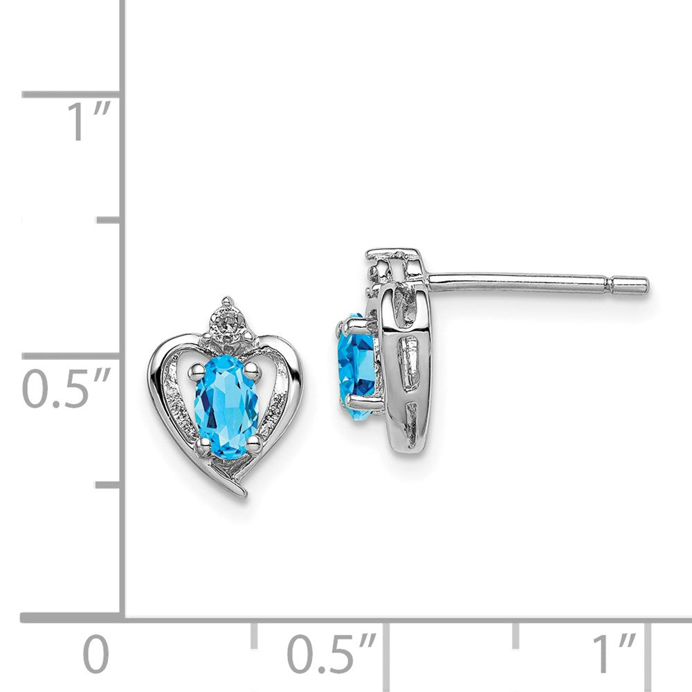 QBE19DEC Sterling Silver Rhodium-plated Light Swiss Blue Topaz & Diam. Earrings