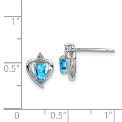 QBE19DEC Sterling Silver Rhodium-plated Light Swiss Blue Topaz & Diam. Earrings