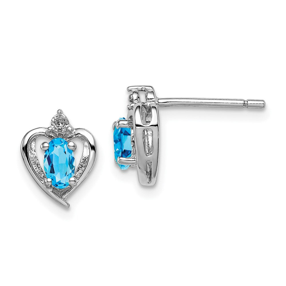 QBE19DEC Sterling Silver Rhodium-plated Light Swiss Blue Topaz & Diam. Earrings