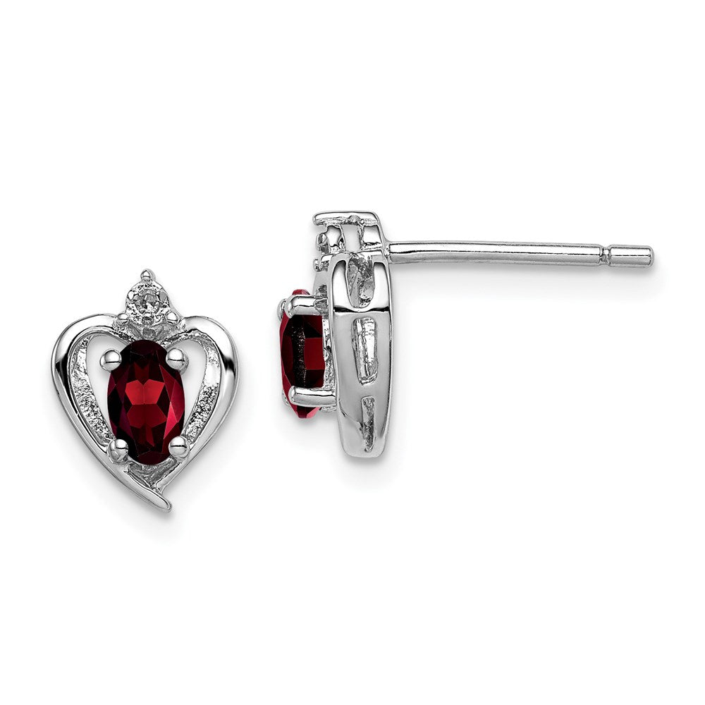 QBE19JAN Sterling Silver Rhodium-plated Garnet & Diam. Earrings