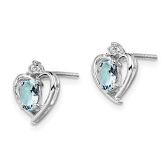 QBE19MAR Sterling Silver Rhodium-plated Aquamarine & Diam. Earrings