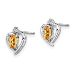 QBE19NOV Sterling Silver Rhodium-plated Citrine & Diam. Earrings