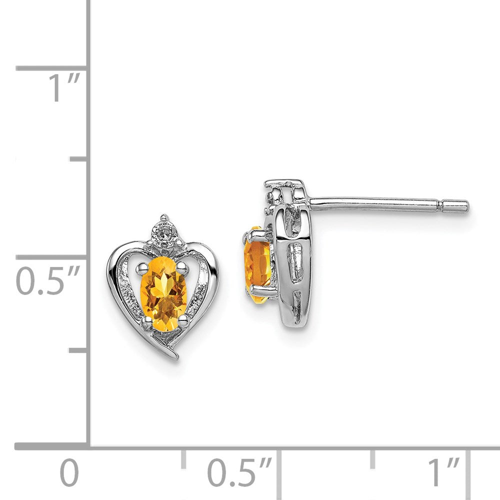 QBE19NOV Sterling Silver Rhodium-plated Citrine & Diam. Earrings