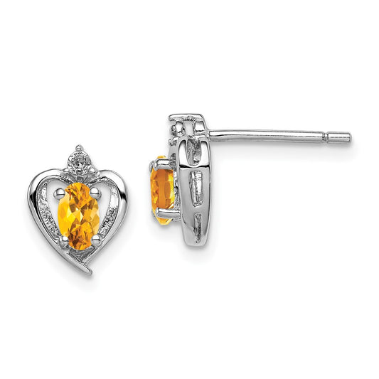 QBE19NOV Sterling Silver Rhodium-plated Citrine & Diam. Earrings