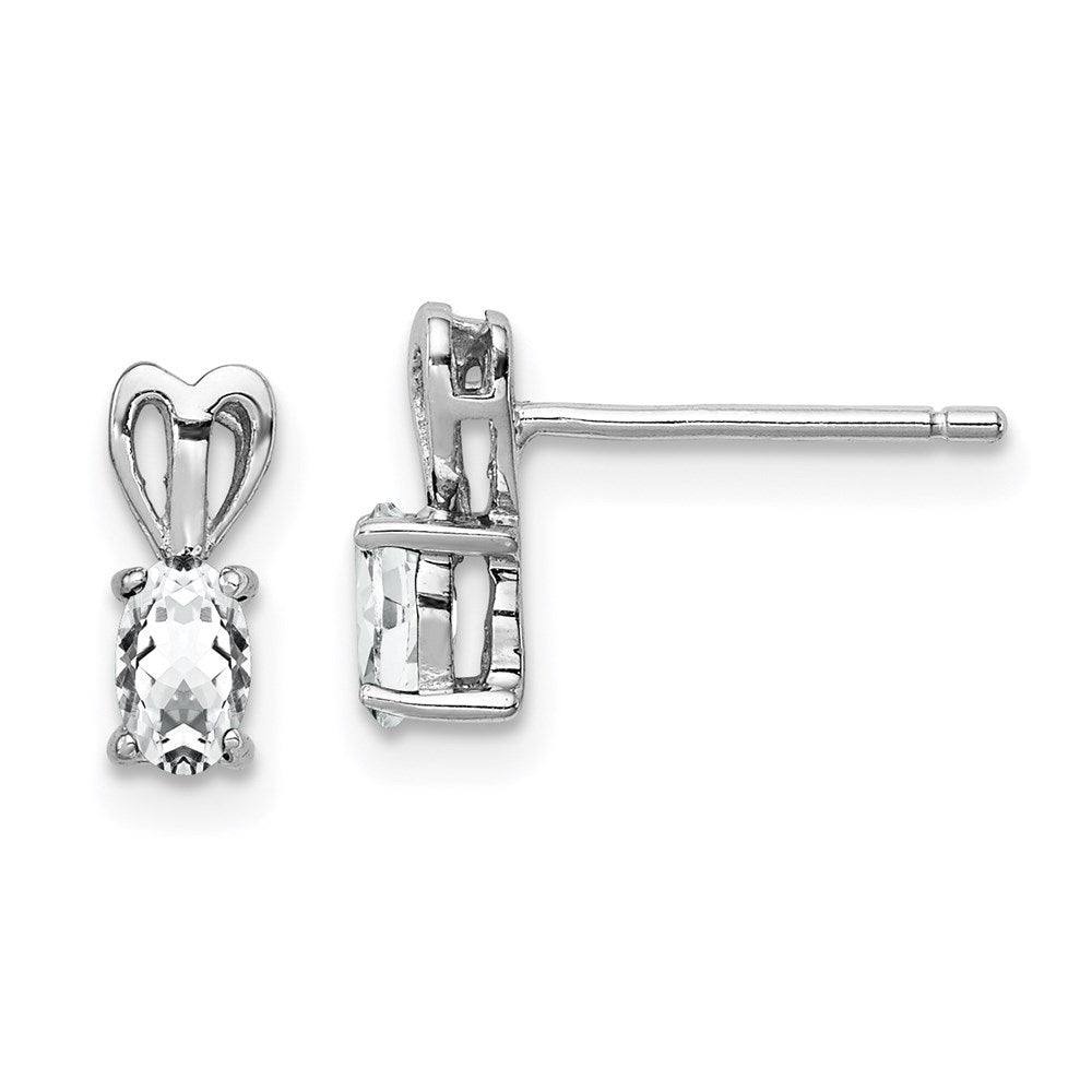 QBE20APR Sterling Silver Rhodium-plated White Topaz Earrings