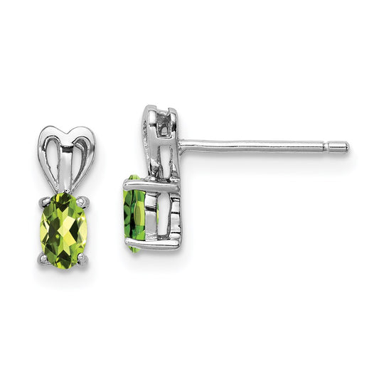 QBE20AUG Sterling Silver Rhodium-plated Peridot Earrings
